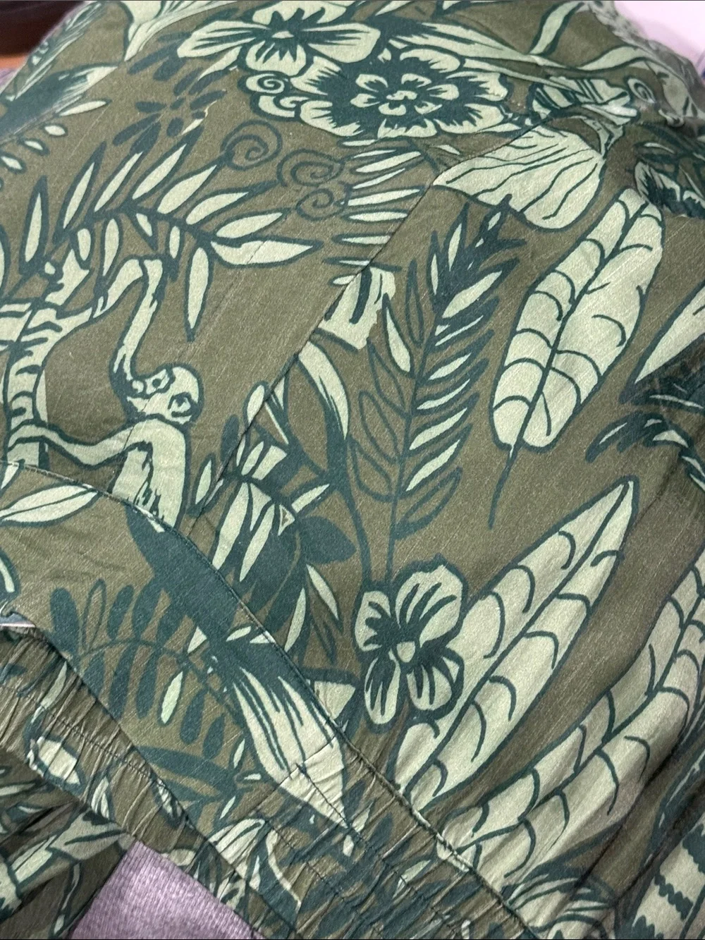 Farm rio deep Green Floral Jungle tiger Print Wide-Leg Bottoms - Picture 11 of 11